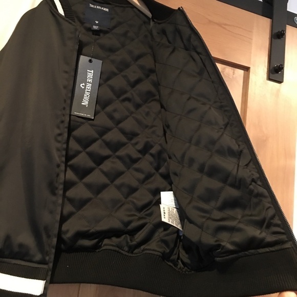 TRUE RELIGION Embroidered Satin Bomber Jacket Size XS - Picture 11 of 13